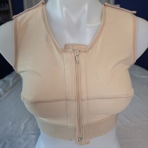 Marena Recovery Bra Size L Beige Compression Zip Front Post Surgery Retail $132